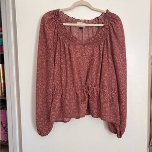 Universal Thread Dusty Rose Floral Peasant Blouse